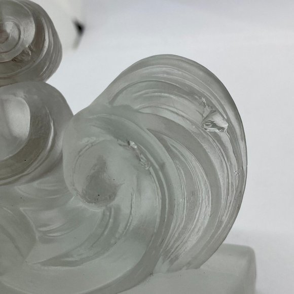 ART DECO CZECH FROSTED ART GLASS BOOKENDS CZECHOSLOVAKIA SIGNED 4"L X 3"W X 5"H - Picture 13 of 14